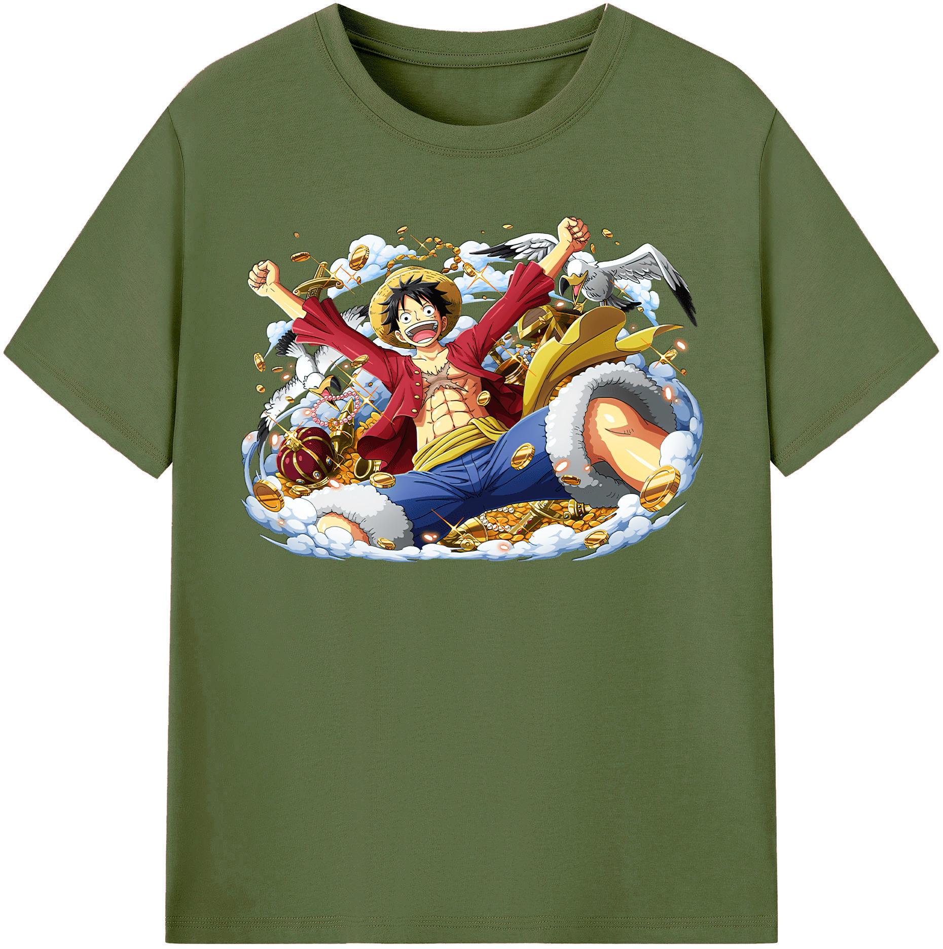 ワンピース モンキー・D・ルフィ ONE PIECE Monkey D. Luffy 綿100％半袖Tシャツ（フロントプリント）